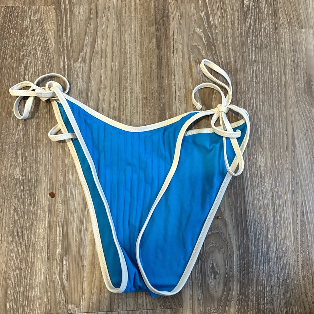 Aerie Vibrant Blue Bikini Bottom with Cream Trim
